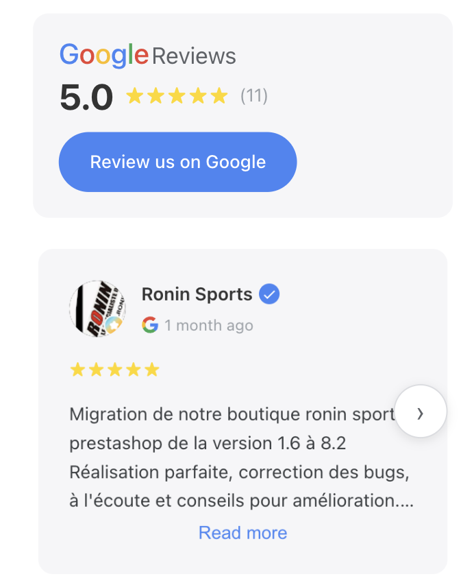 Note étoilée et nombre d’avis sous le titre produit